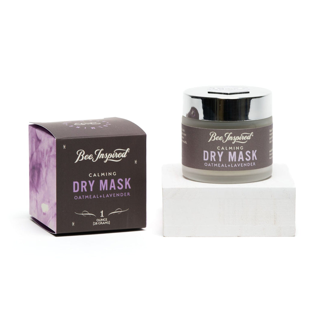 Calming dry mask and box on white 