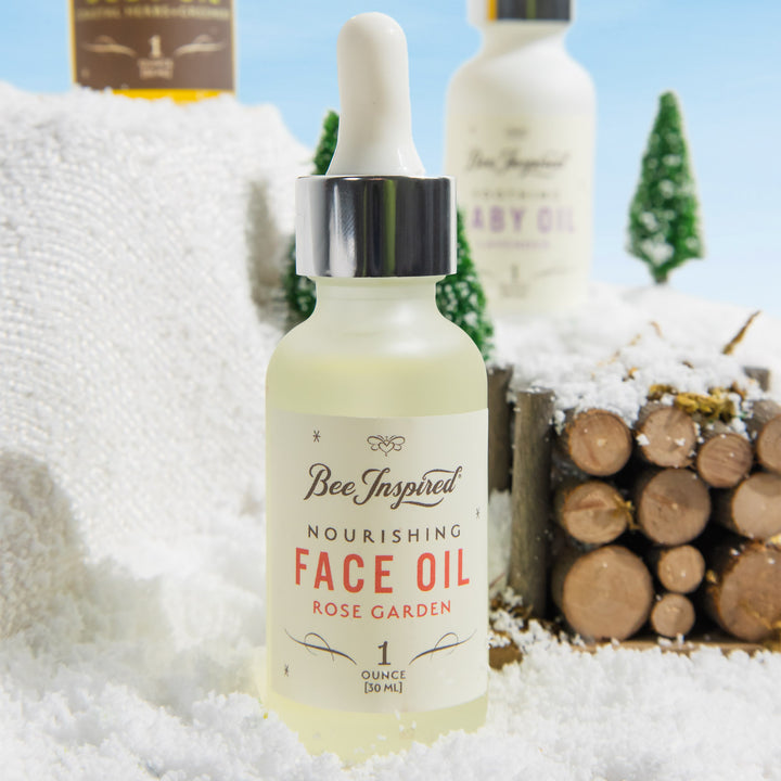 face oil in a winter setting