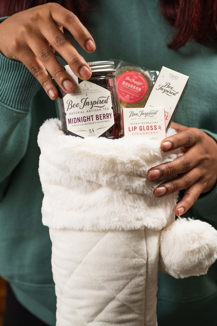 holiday stocking featuring midnight berry tea
