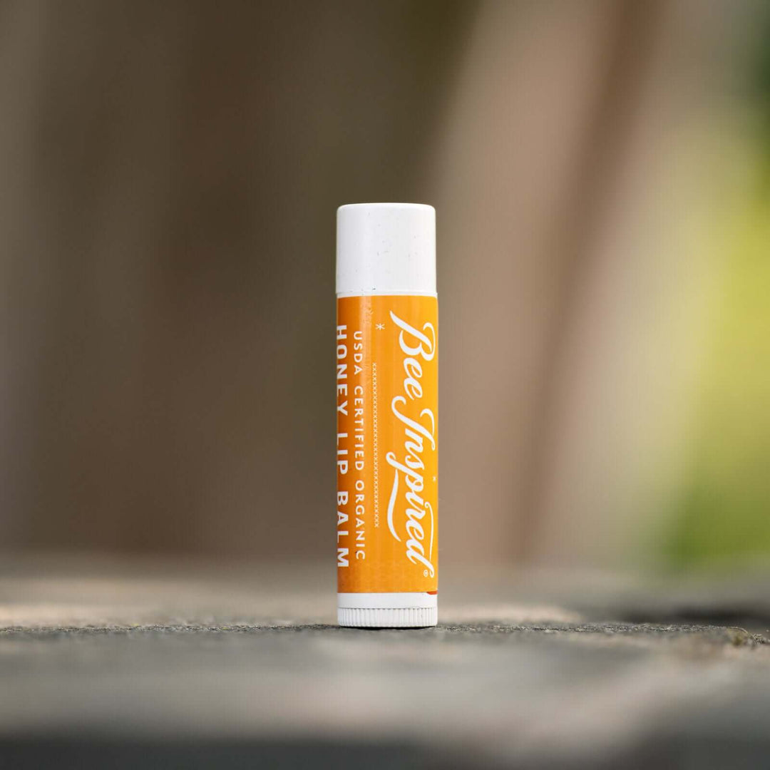 Honey lip balm on a rock 