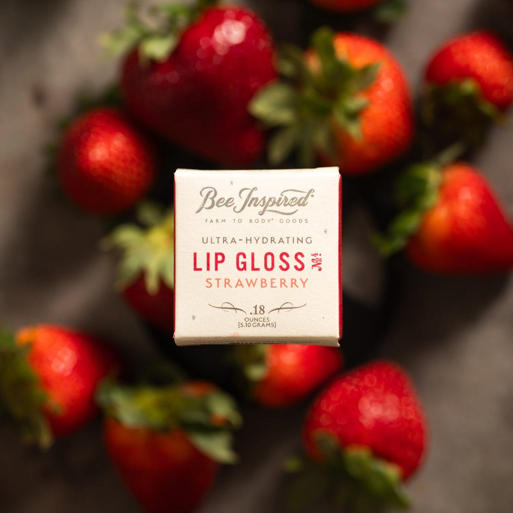 strawberry lip gloss with strawberries