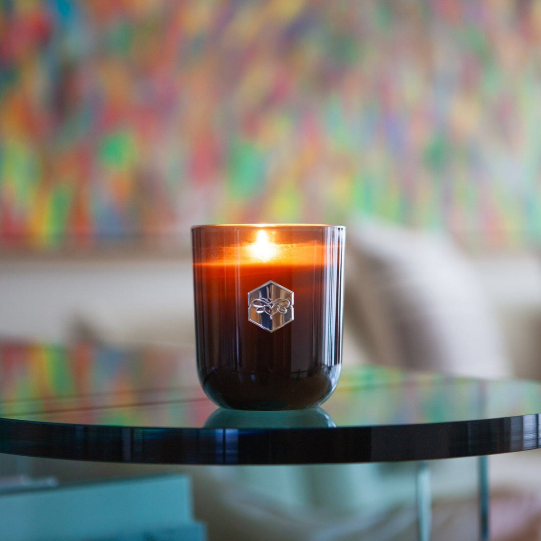 Blush Apricot Luxe Candle in living room