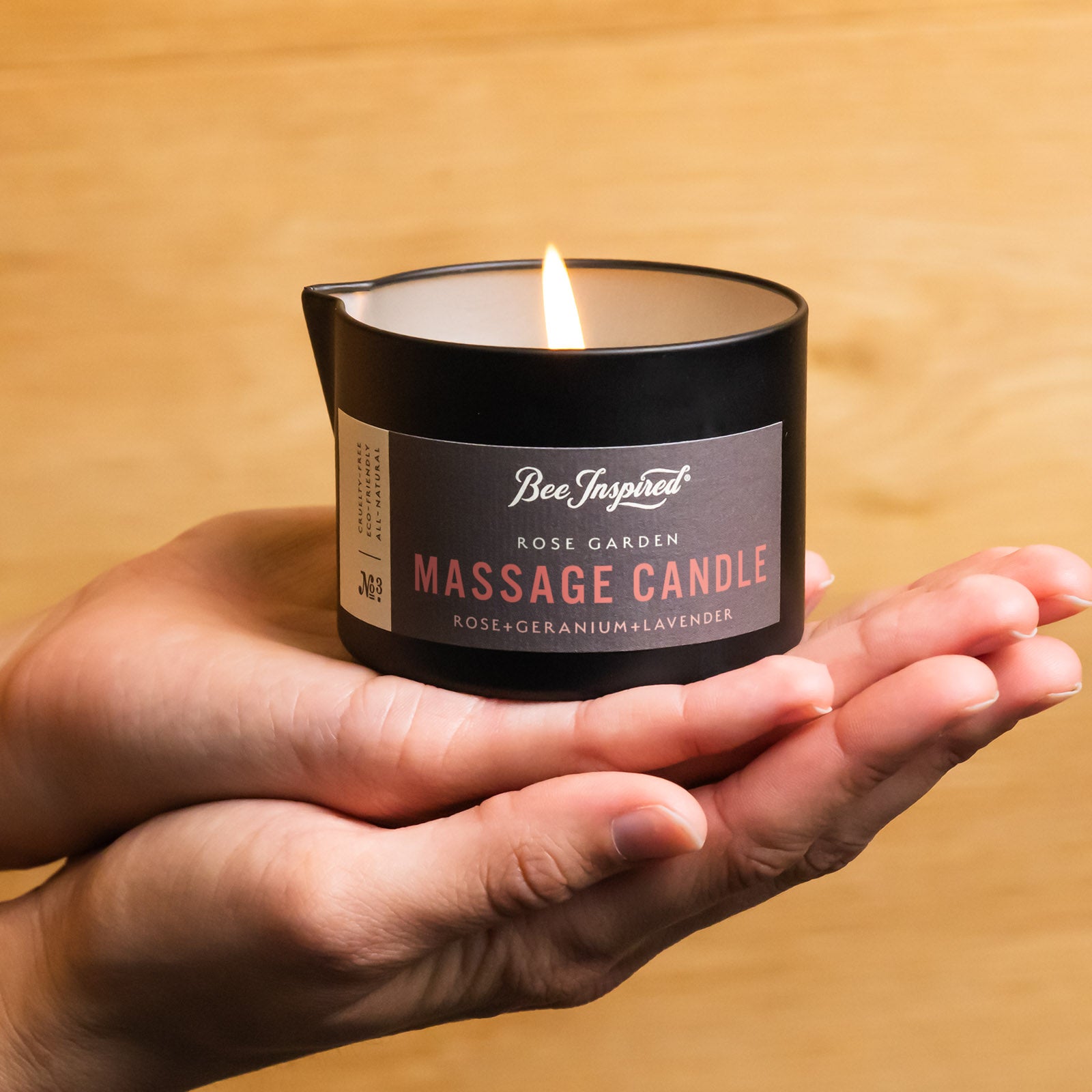 Rose Massage Candle - Natural Soy & Shea Butter | Bee Inspired Goods