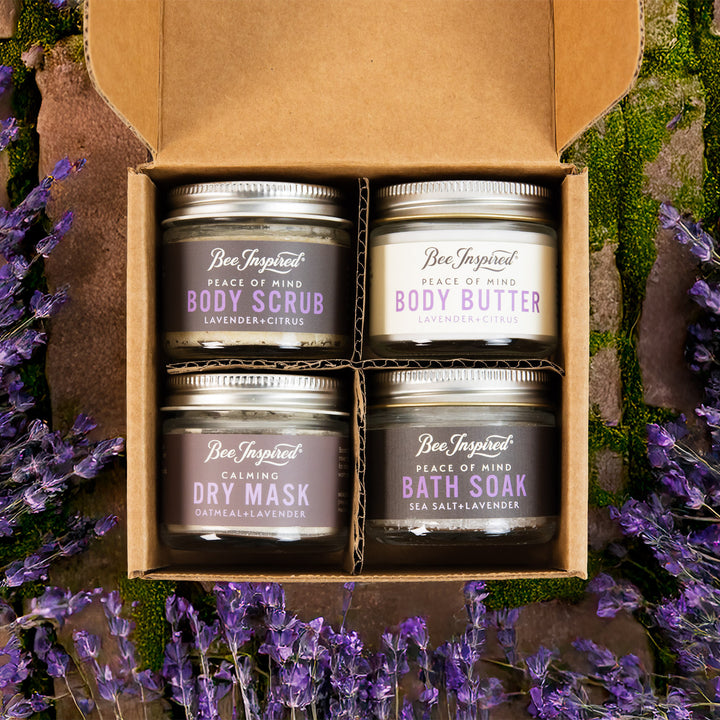 Petite Lavender gift set next to fresh lavender