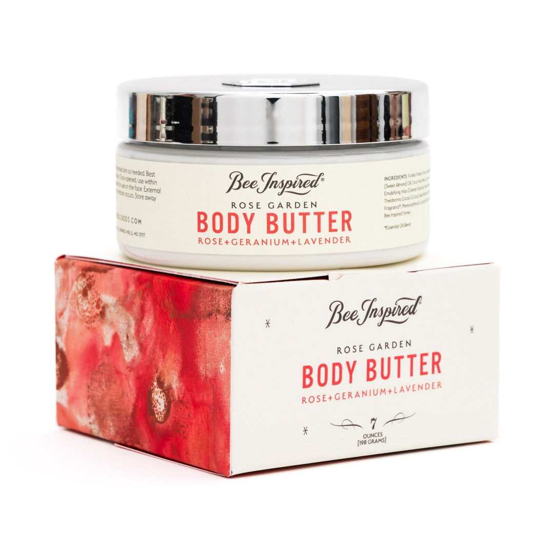 rose garden body butter on packaging