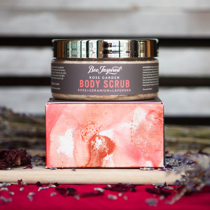 Rose Garden Body Scrub with packaging