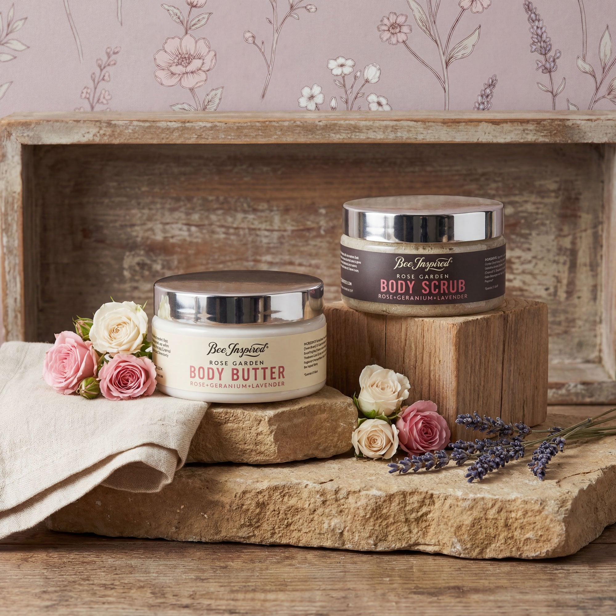 Rose Garden Body Care Duo: Scrub & Butter | Bee Inspired Goods