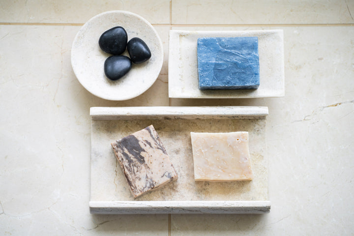 Soap trio on individual soap trays 