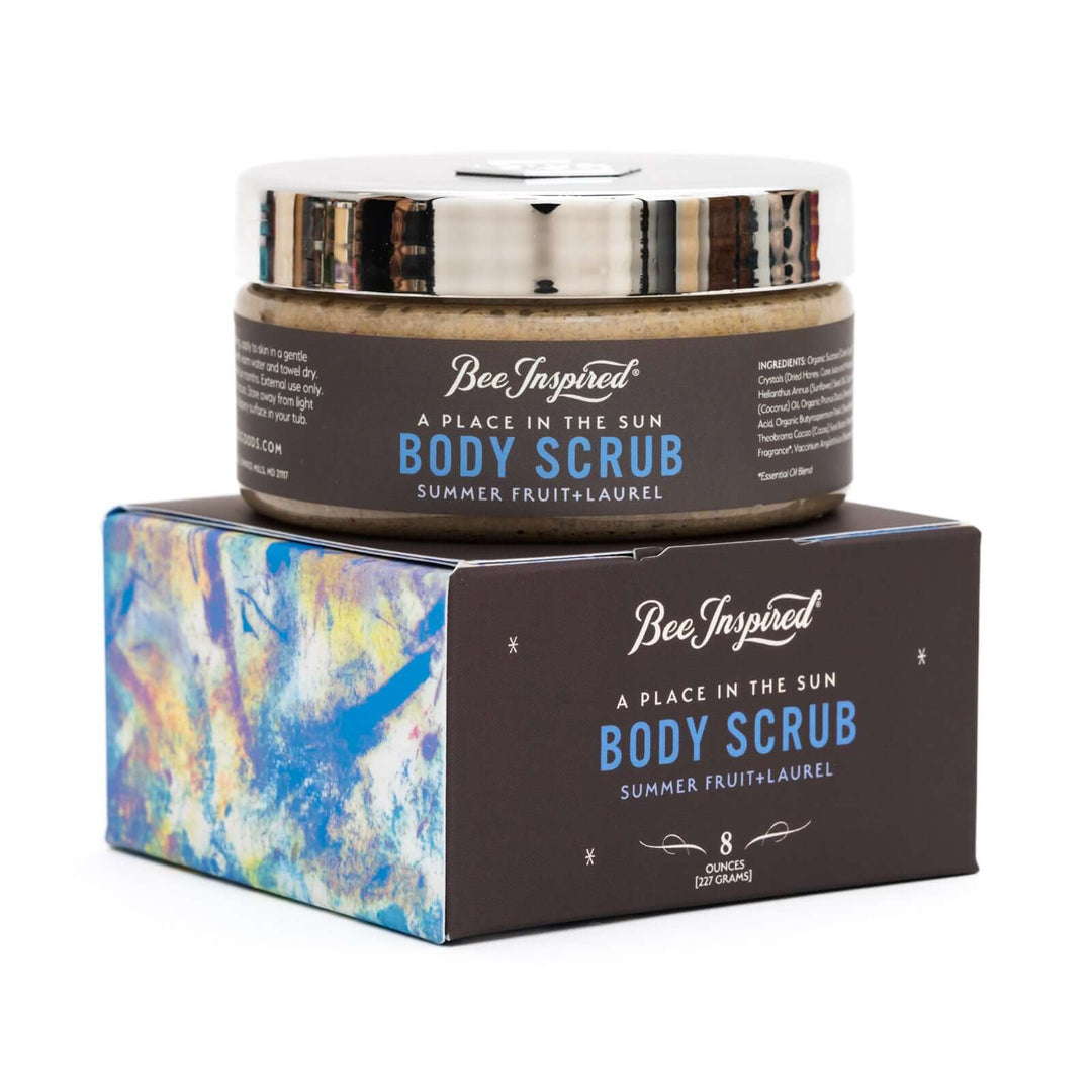 A Place in the Sun Body Scrub on package with white background