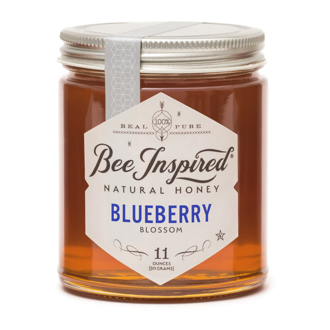 blueberry blossom honey on white
