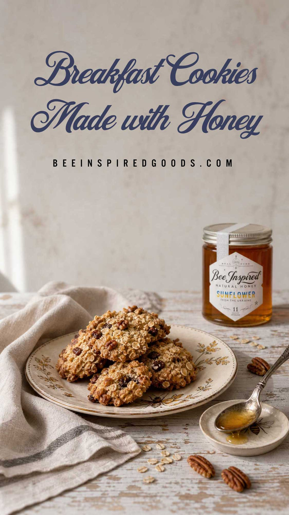 breakfast cookies made with honey tall pin