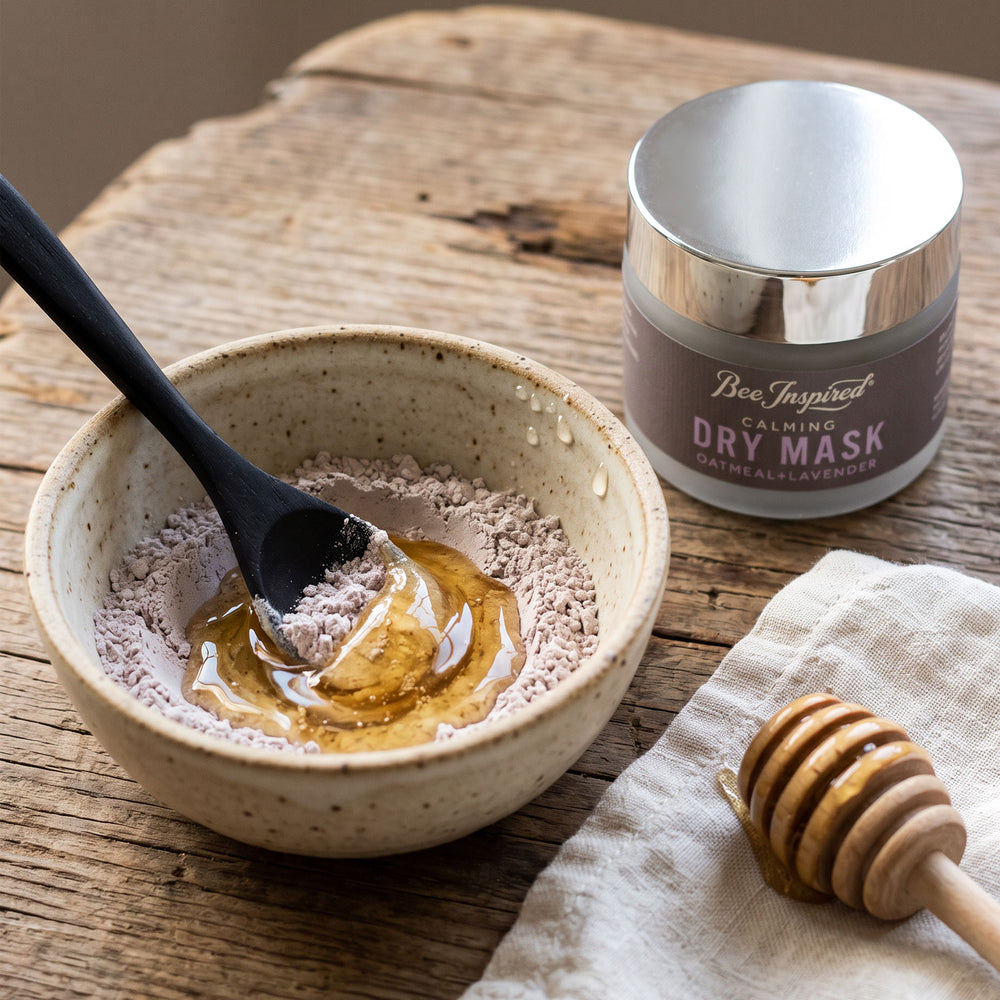 clarity mask in bowl with honey on wood