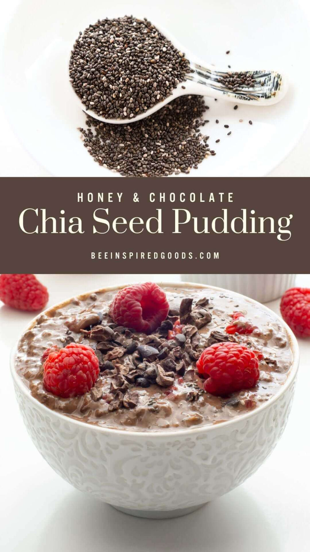 "Honey & Chocolate Chia Seed Pudding beeinspiredgoods.com"