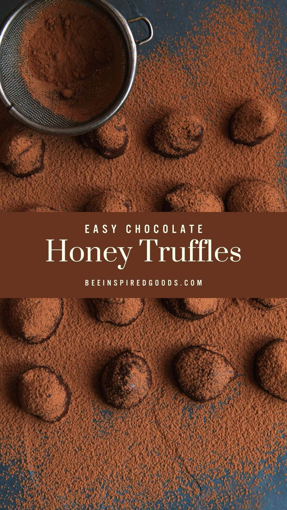 "Easy Chocolate Honey Truffles" topped with cocoa powder