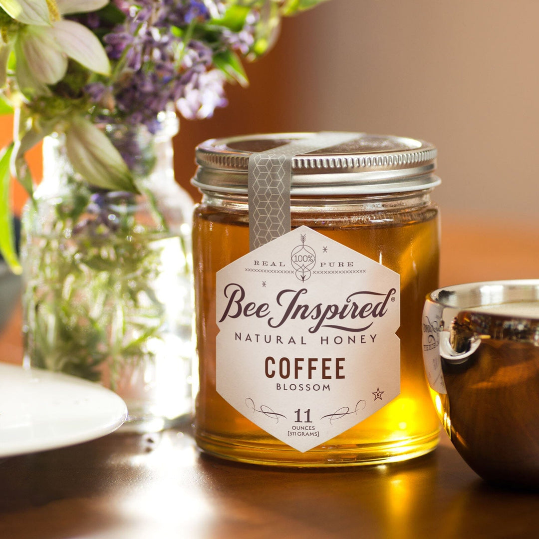 coffee blossom honey with coffee and flowers