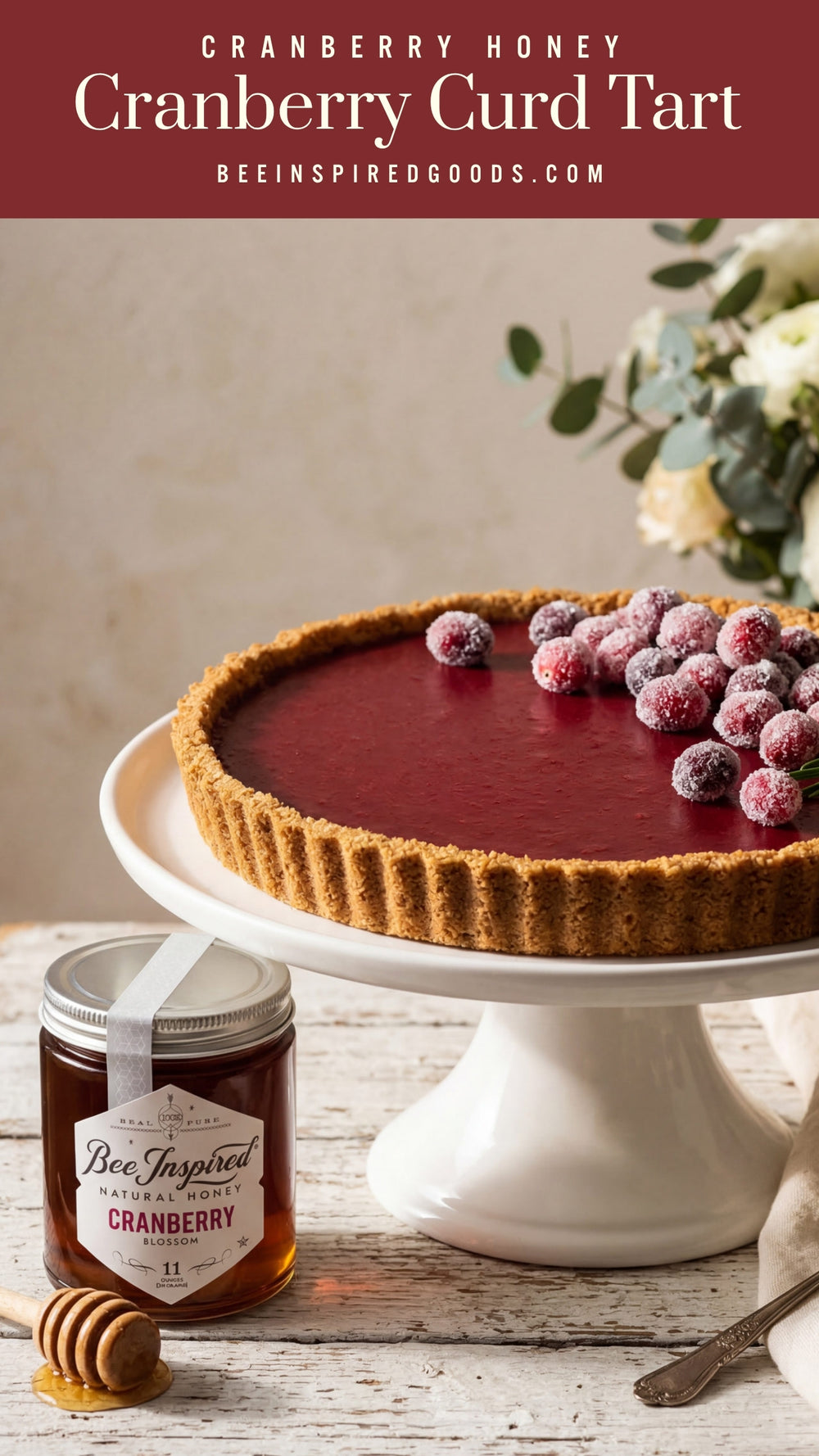 Cranberry Curd Tart with Cranberry Honey