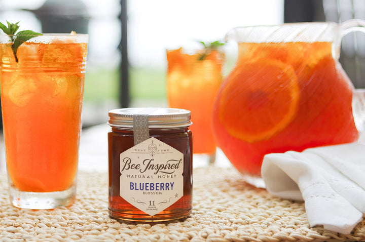 blueberry honey and iced tea