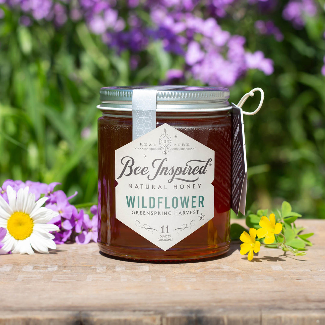 greenspring wildflower honey from bee inspired honey retail store in owings mills with flowers 