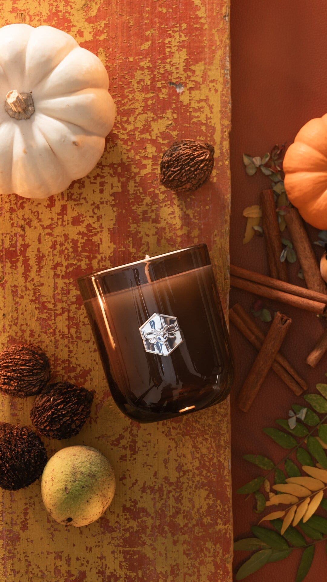 Autumn Harvest Candle with pumpkins