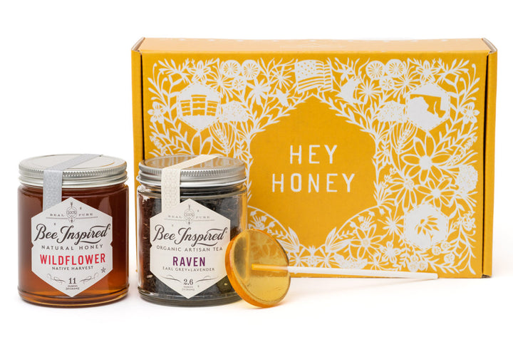 Hey Honey gift set against white
