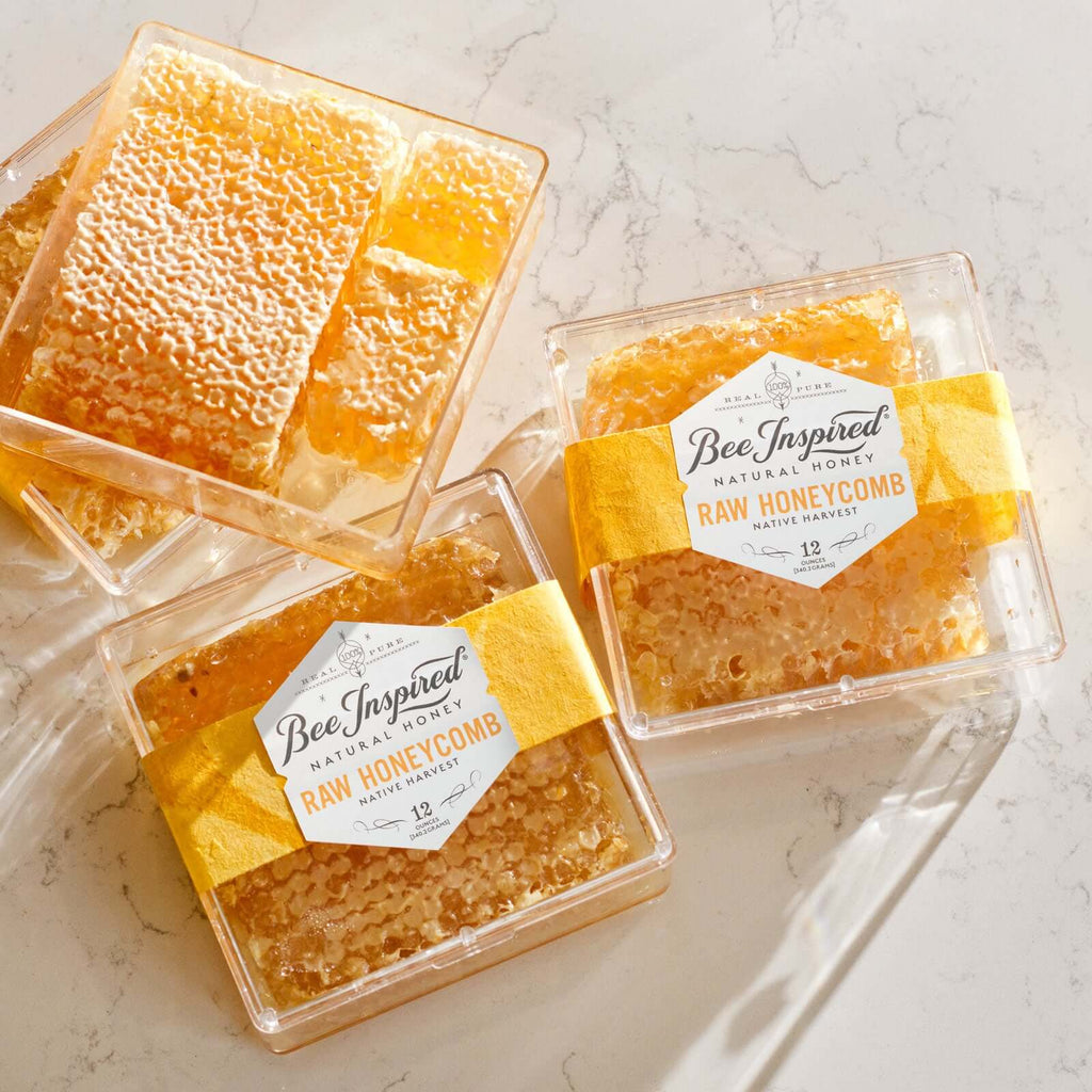 Raw honeycombs on marble counter