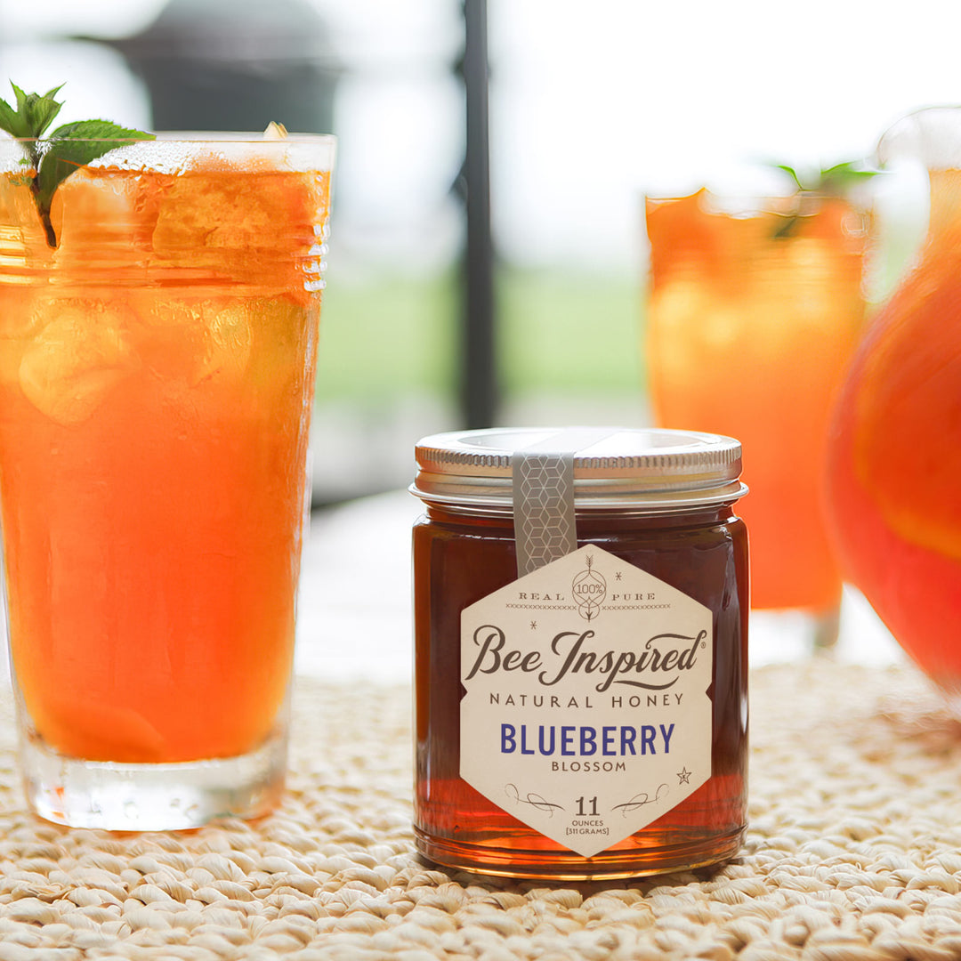 blueberry honey with iced tea