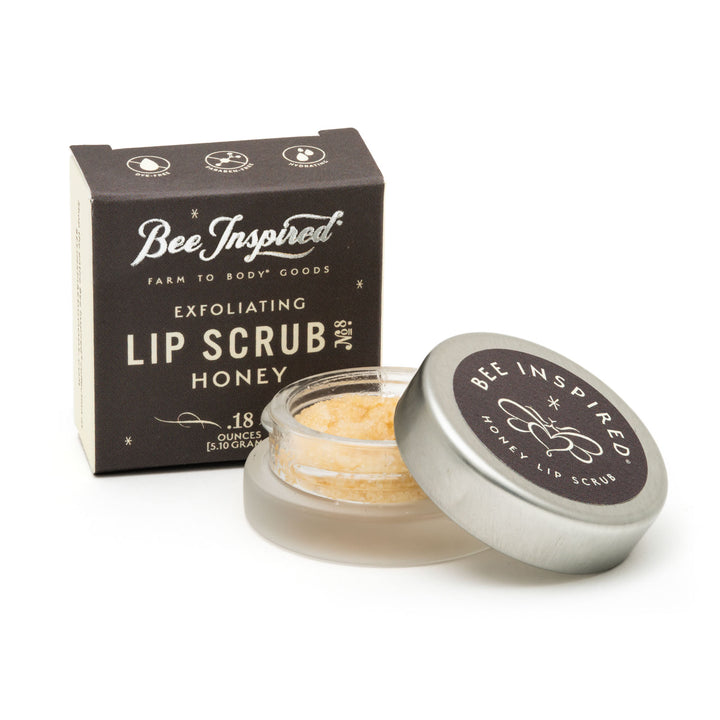 honey lip scrub and box on white 