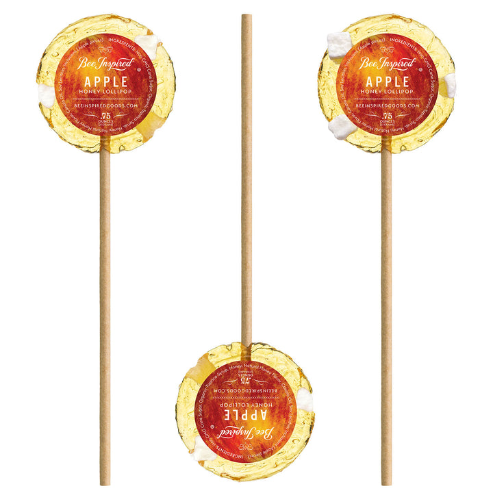 apple and honey lollipop with label from bee inspired honey retail store in owings mills