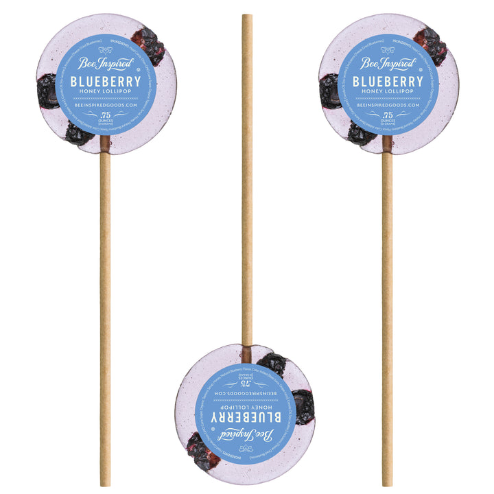 Blueberry lollipops on white