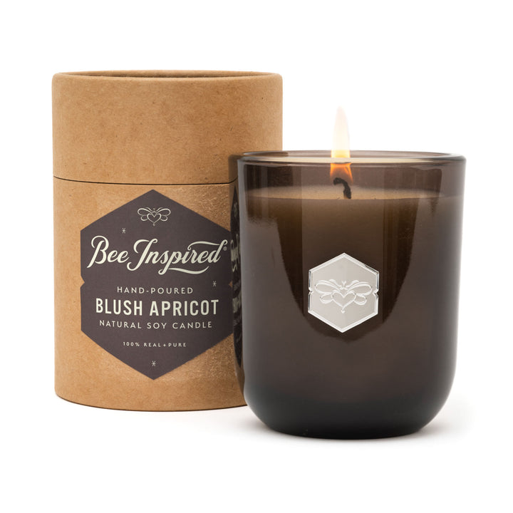 Blush Apricot luxe candle on white 