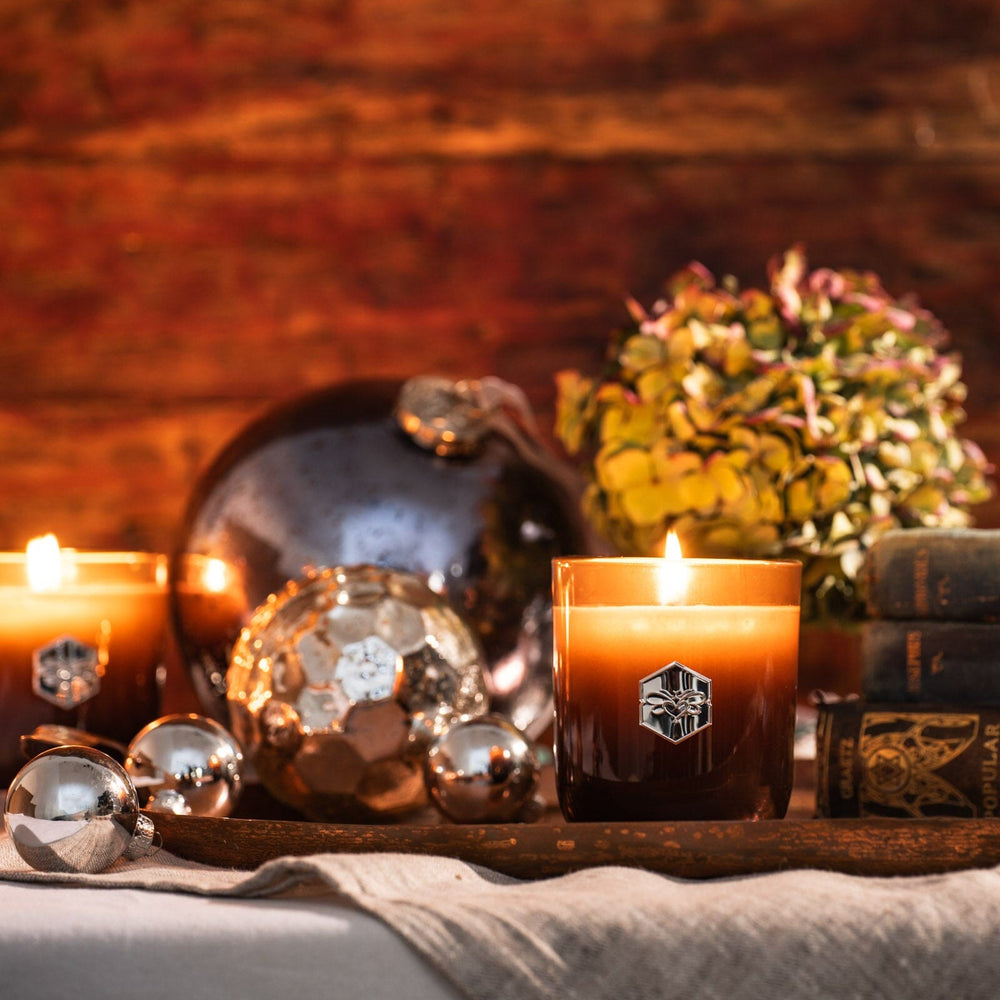 Nectar+Honey Luxe Candle  with silver balls and books