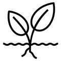 Black plant sprout icon on white background