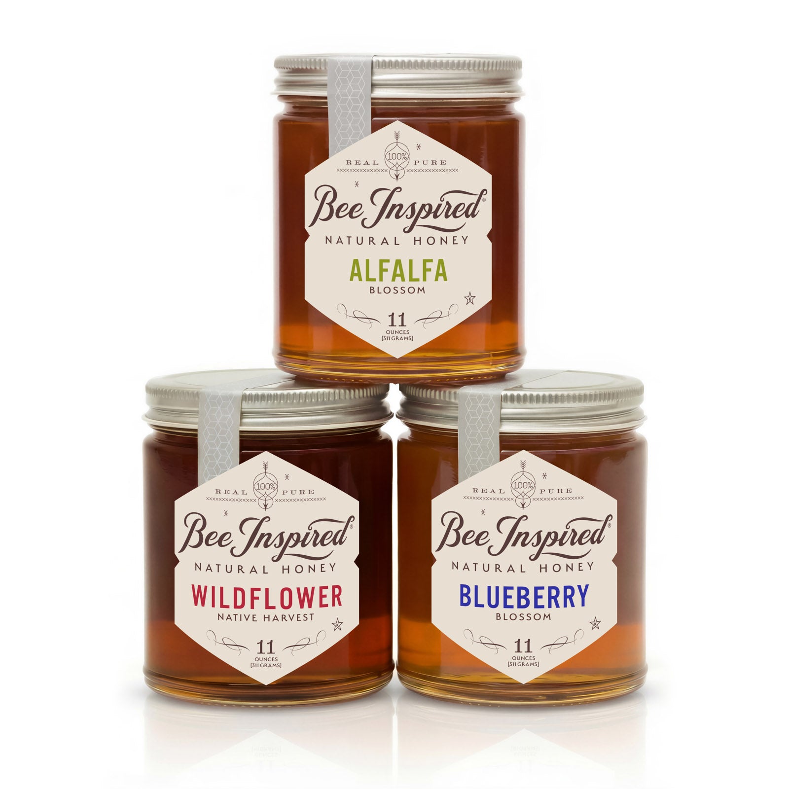 Pollen Set: Alfalfa, Blueberry & Wildflower Honey | Bee Inspired Goods