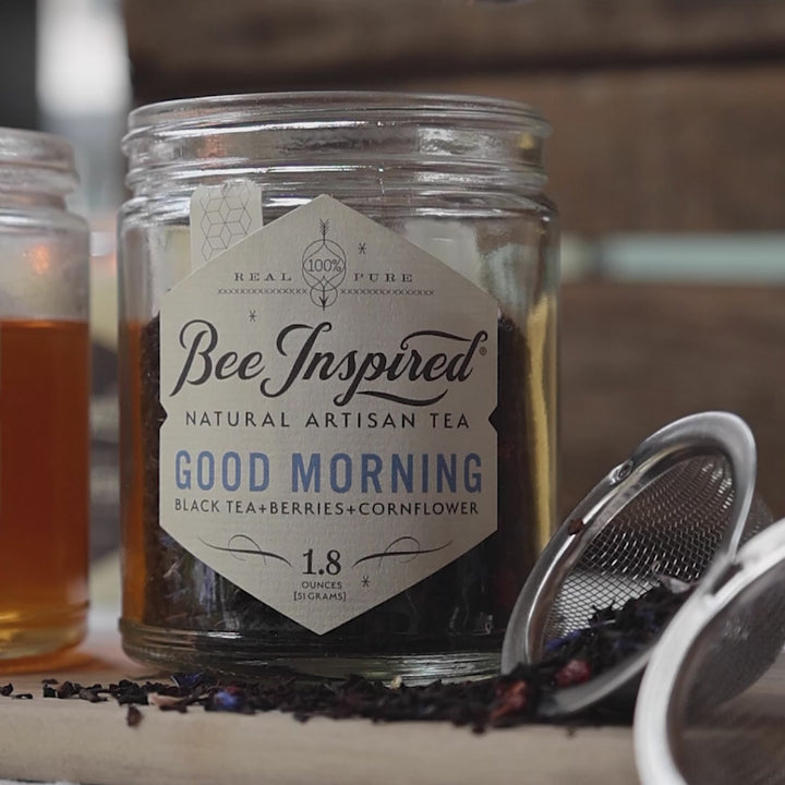 good morning tea from bee inspired honey retail store in owings mills being scooped with a spoon