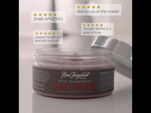 ad for Bee Inspired Wild Strawberry Scrub