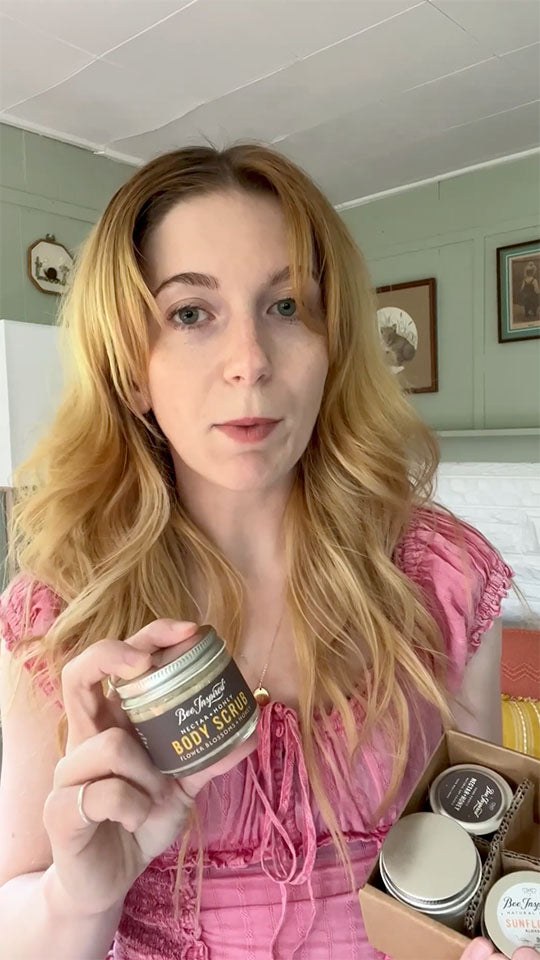 Influencer showing off products and how to use them in the Petite Nectar + Honey Set