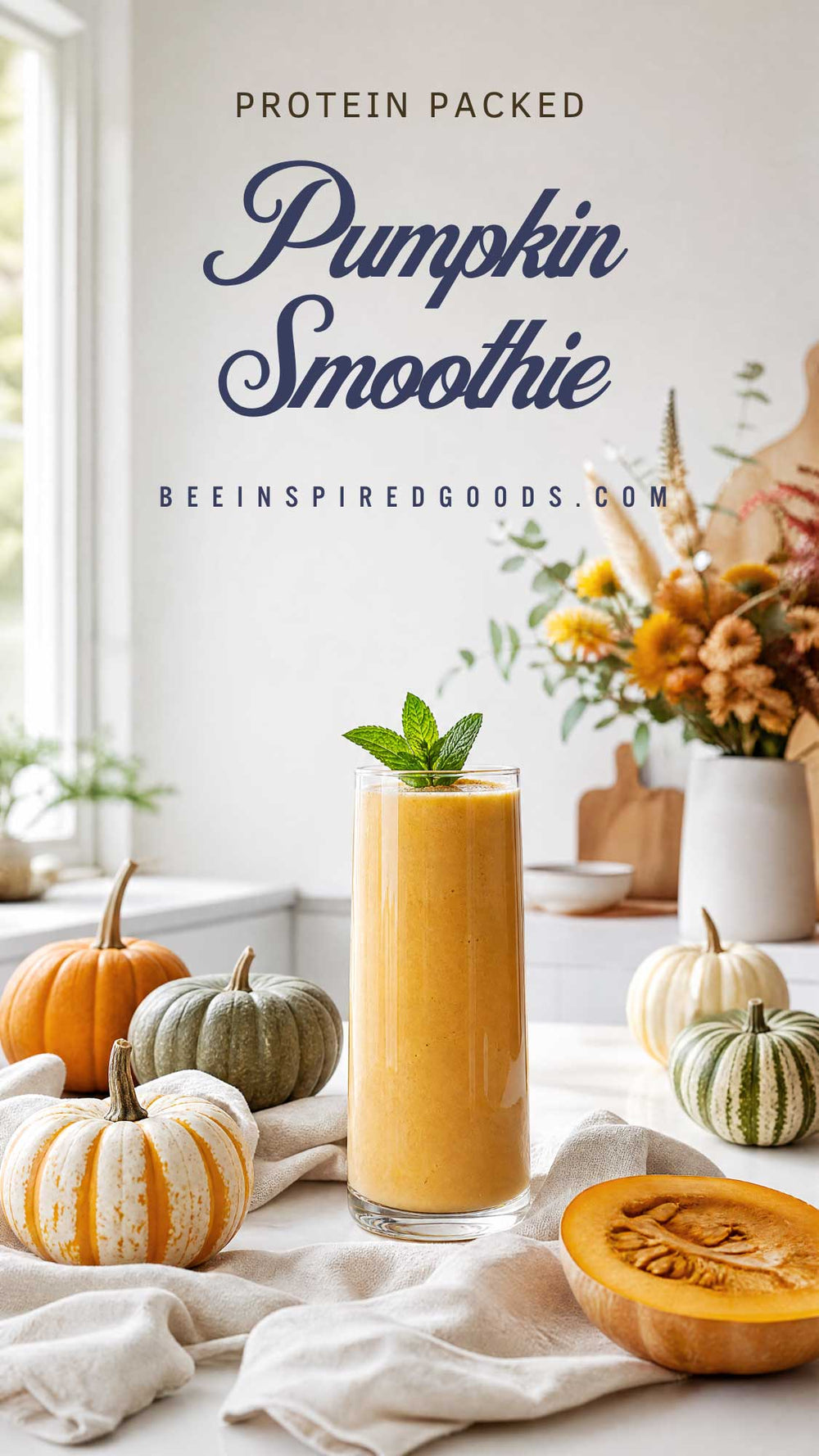 protein packed pumpkin smoothie tall pin