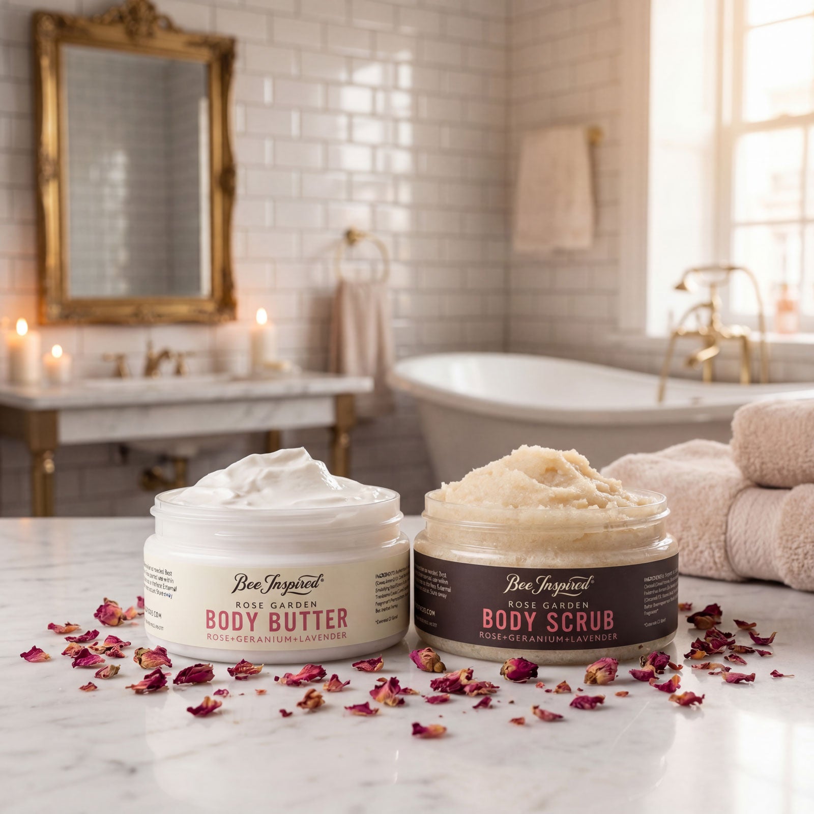 Rose Garden Body Scrub with Real Rose Petals | Bee Inspired Goods