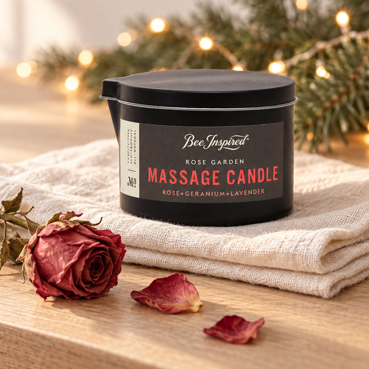A black jar candle labeled &