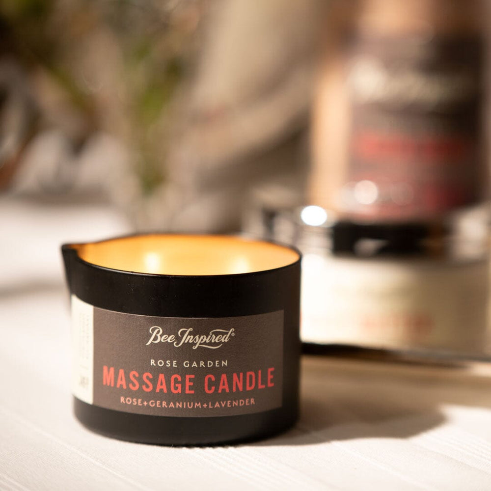 rose garden massage candle on set