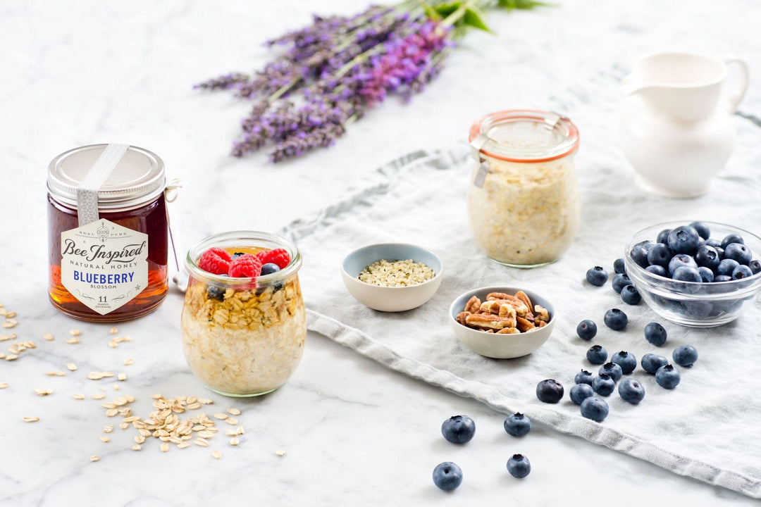 blueberry honey with overnight oats