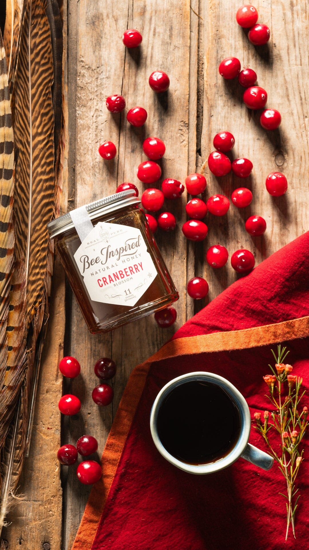 cranberry honey with hot cider+spice tea