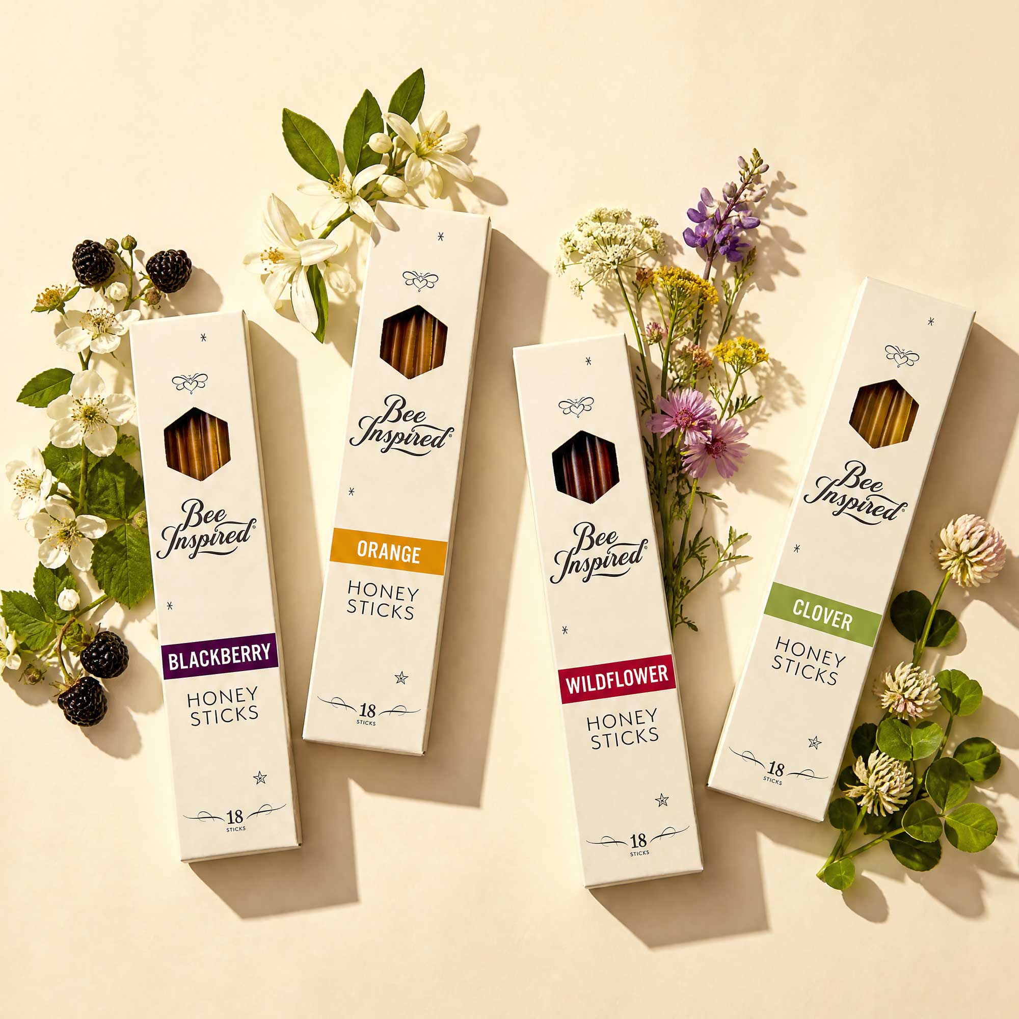 Raw Honey Sticks: 4 Varietal Flavors | Bee Inspired Goods