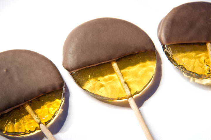 Dark Chocolate Dipped Honey Lollipops Bag of 8