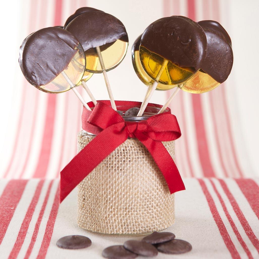 Dark Chocolate Dipped Honey Lollipops