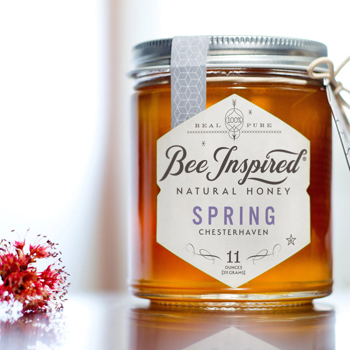 bee inspired spring honey with flower